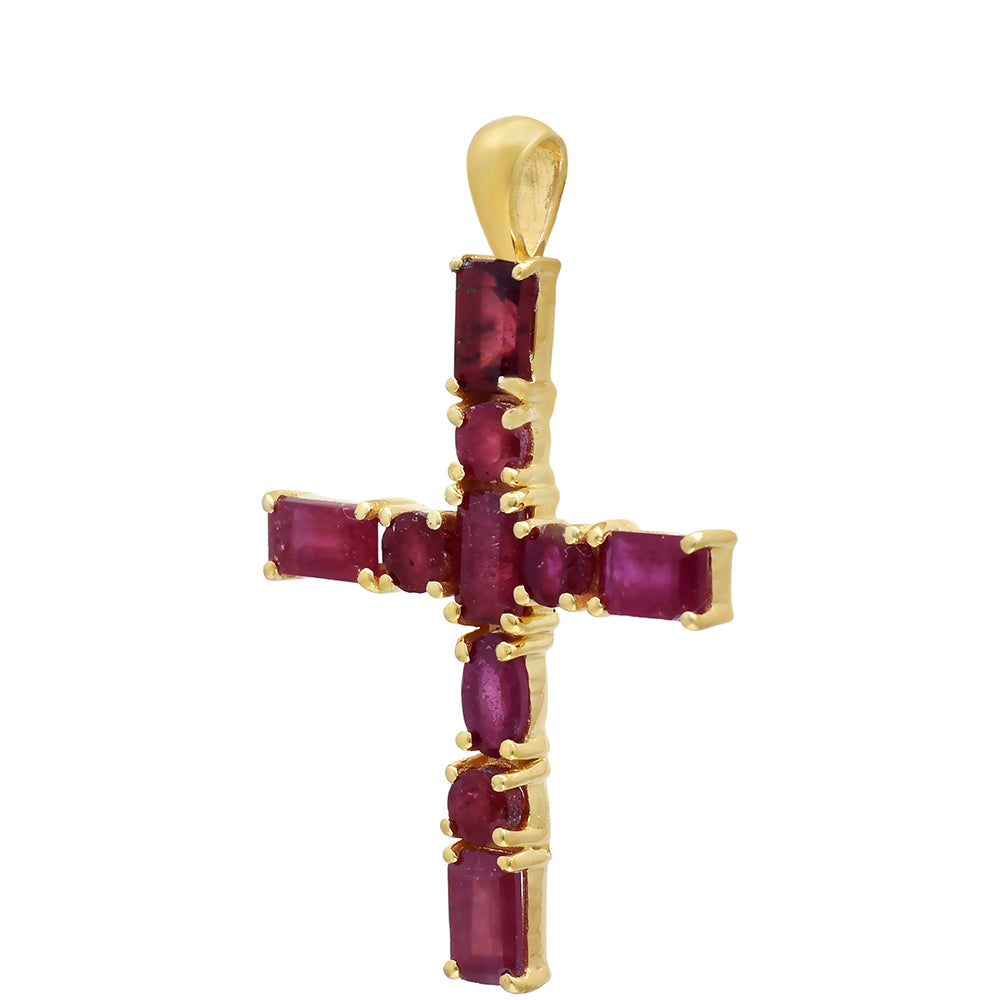 Pozlacené Stříbro 925/1000 - Přívěsek s Madagaskarským Rubínem - Karátové číslo: 2.7. přibližná hmotnost: 2.48 gramů