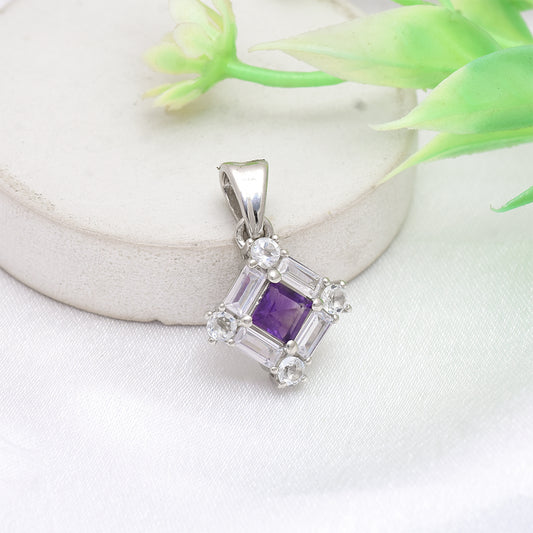 Stříbrný Přívěsek s Marockým Ametystem a Bílým Topazem