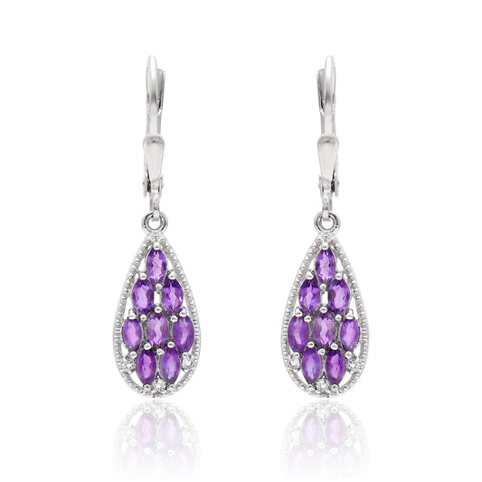 Stříbrné Náušnice s Marockým Ametystem a Bílým Topazem