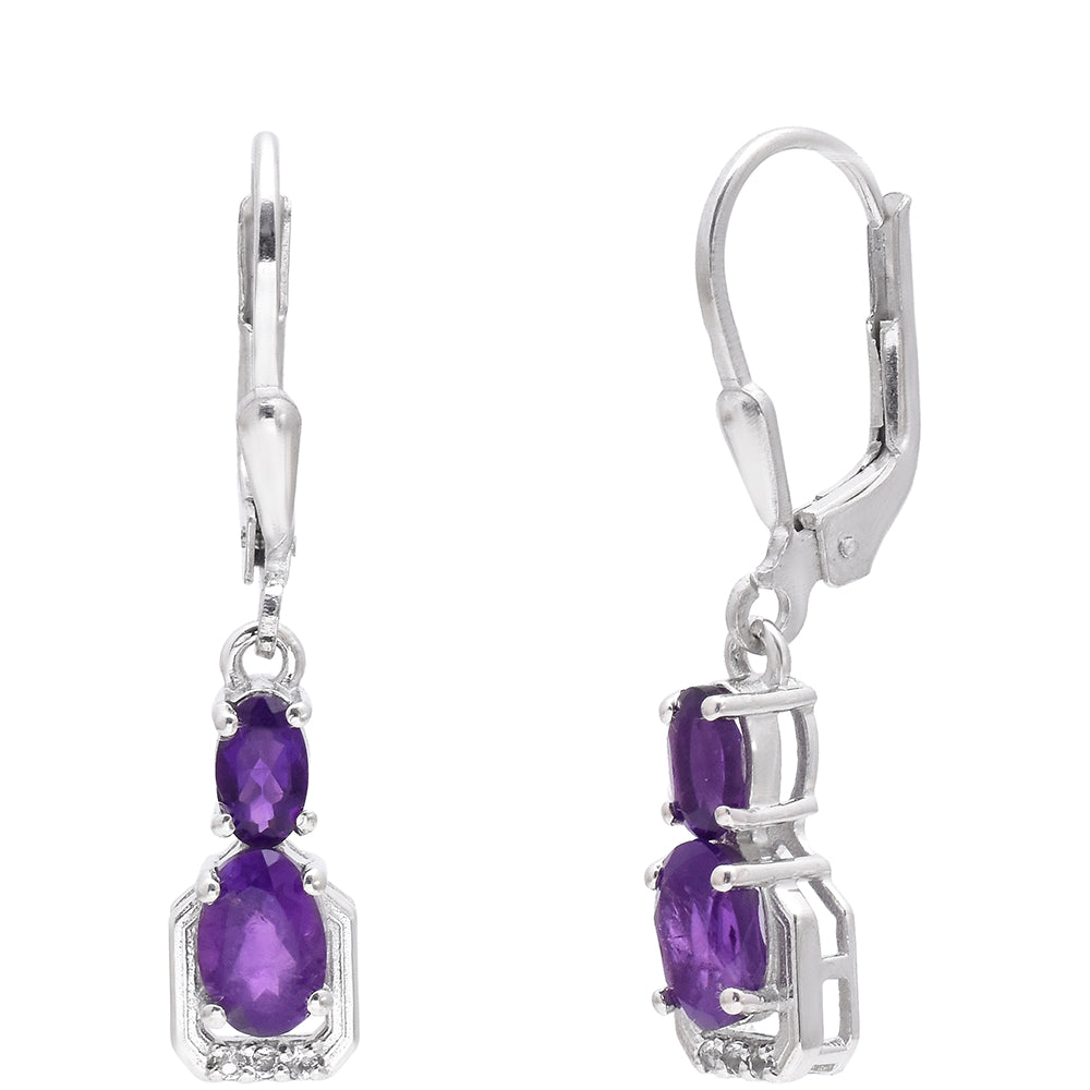 Stříbrné Náušnice s Marockým Ametystem 3 