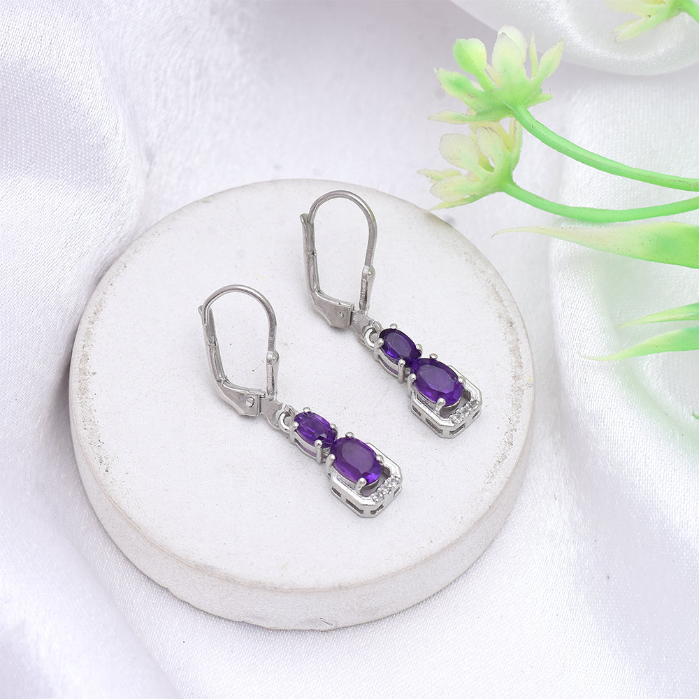Stříbrné Náušnice s Marockým Ametystem 5 