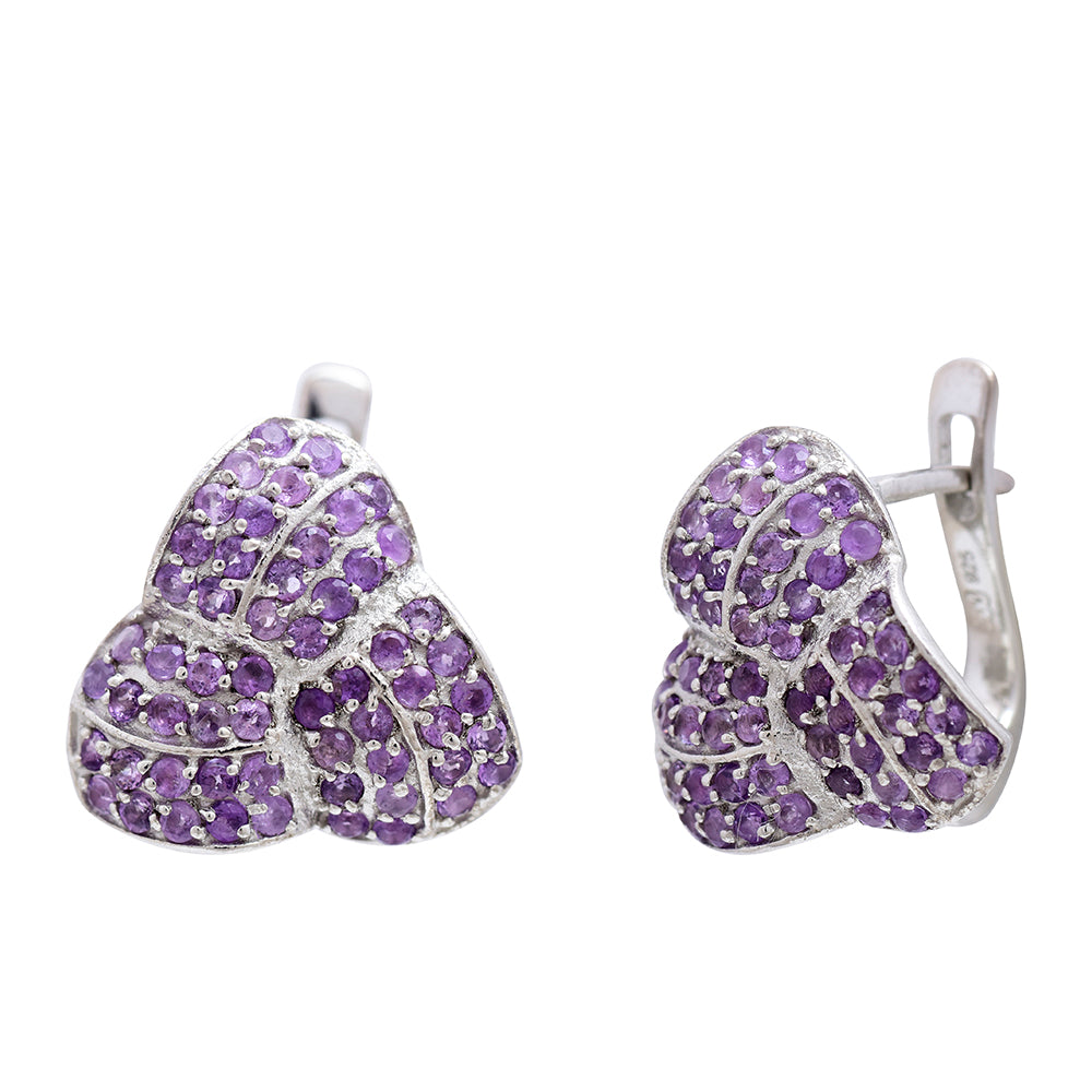 Stříbro 925/1000 - Náušnice s Marockým Ametystem - Karátové číslo: 3.4. přibližná hmotnost: 6.52 gramů 6 
