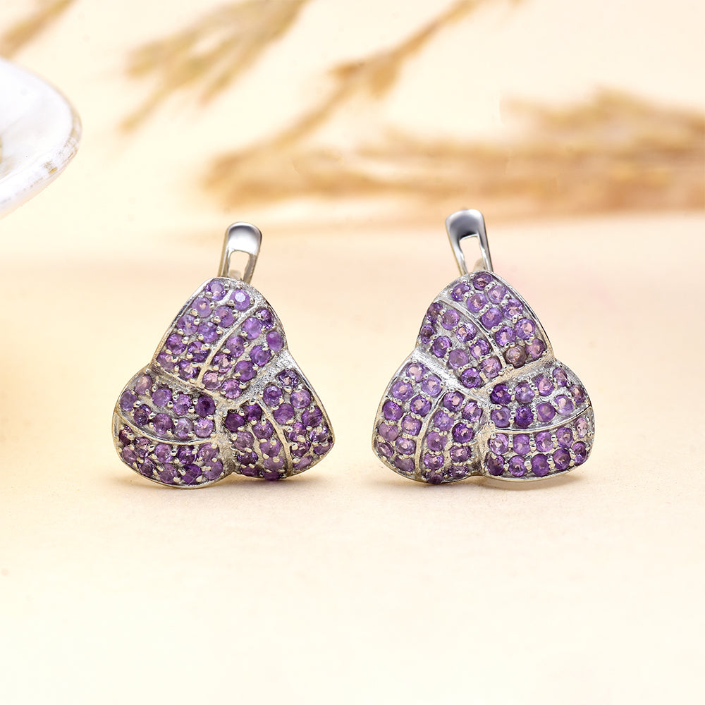 Stříbro 925/1000 - Náušnice s Marockým Ametystem - Karátové číslo: 3.4. přibližná hmotnost: 6.52 gramů 3 