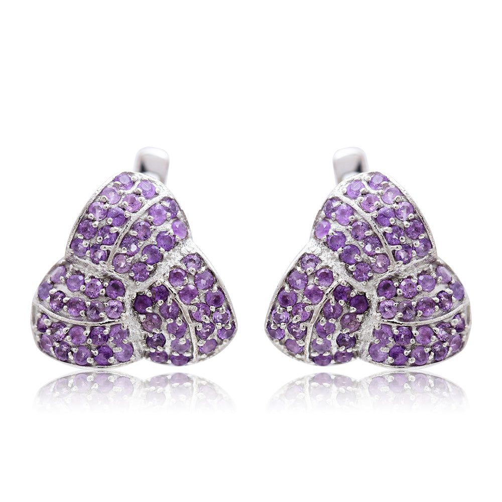 Stříbro 925/1000 - Náušnice s Marockým Ametystem - Karátové číslo: 3.4. přibližná hmotnost: 6.52 gramů 1 