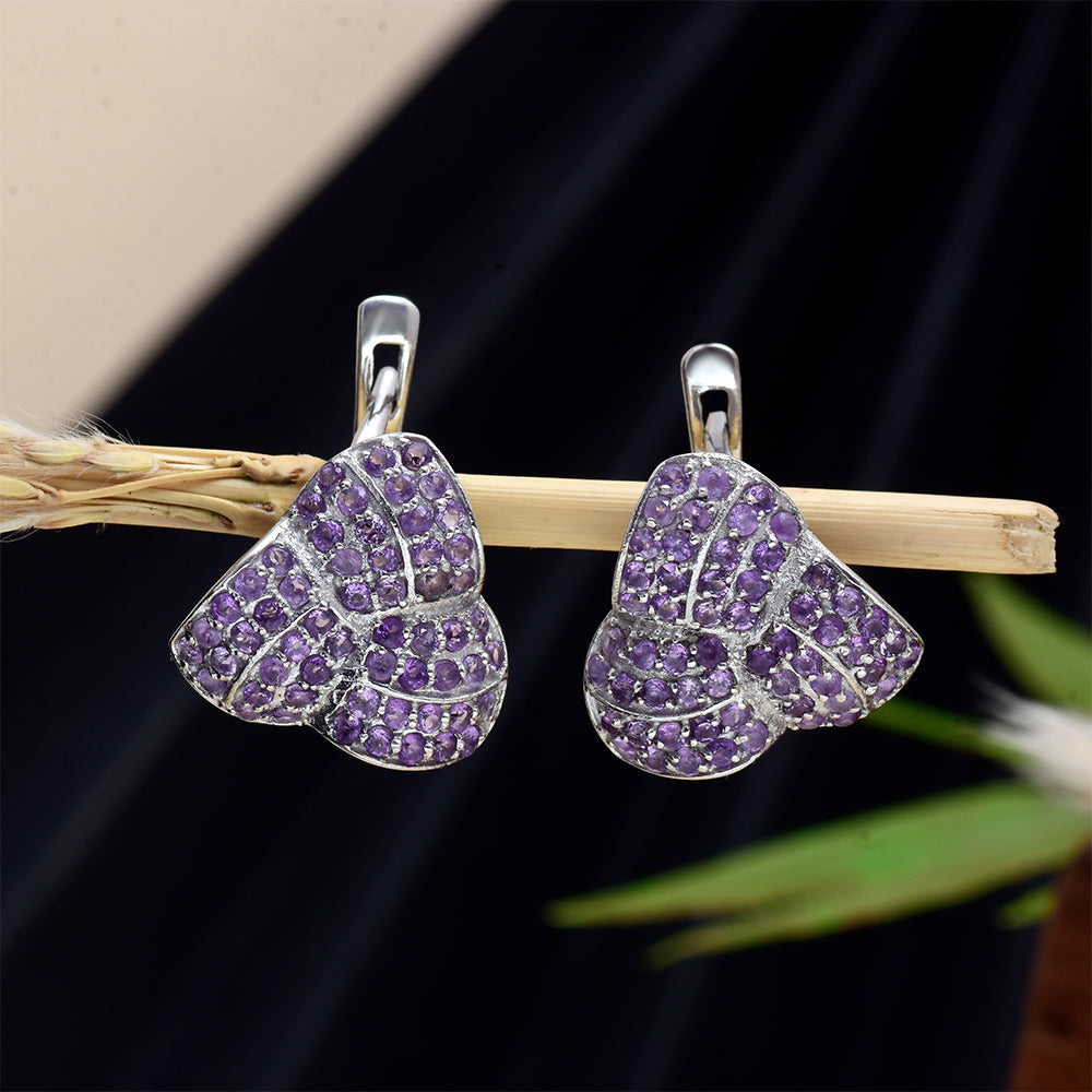 Stříbro 925/1000 - Náušnice s Marockým Ametystem - Karátové číslo: 3.4. přibližná hmotnost: 6.52 gramů 8 