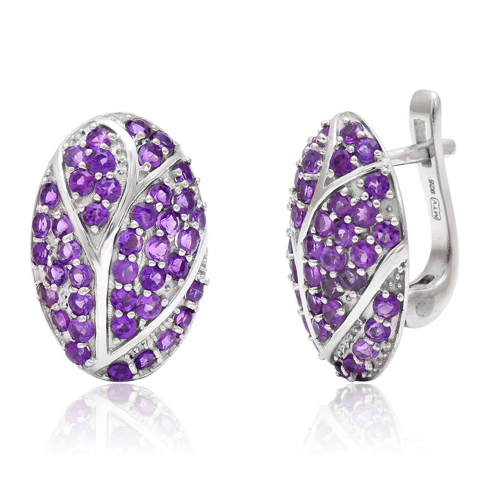 Stříbrné Náušnice s Marockým Ametystem