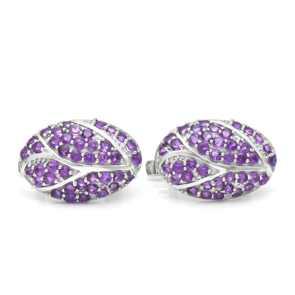 Stříbrné Náušnice s Marockým Ametystem