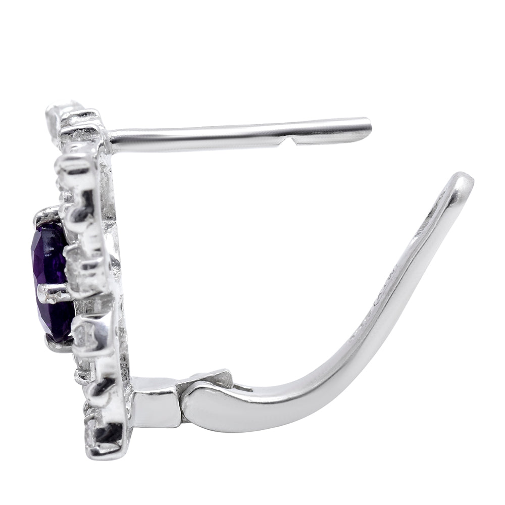 Stříbro 925/1000 - Náušnice s Marockým Ametystem a Bílým Topazem - Karátové číslo: 0.63. přibližná hmotnost: 4.13 gramů 9 