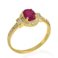 Pozlacené Stříbro 925/1000 - Prsten s Madagaskarským Rubínem a Bílým Topazem - Karátové číslo: 1.01. přibližná hmotnost: 2.4 gramů