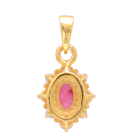 Pozlacené Stříbro 925/1000 - Přívěsek s Madagaskarským Rubínem a Bílým Topazem - Karátové číslo: 0.68. přibližná hmotnost: 1.43 gramů