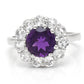 Stříbro 925/1000 - Prsten s Marockým Ametystem a Bílým Topazem - Karátové číslo: 3.1. přibližná hmotnost: 3.46 gramů