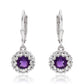 Stříbro 925/1000 - Náušnice s Marockým Ametystem a Bílým Topazem - Karátové číslo: 1.93. přibližná hmotnost: 3.82 gramů
