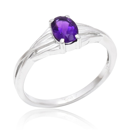 Stříbro 925/1000 - Prsten s Marockým Ametystem - Karátové číslo: 0.72. přibližná hmotnost: 2.15 gramů