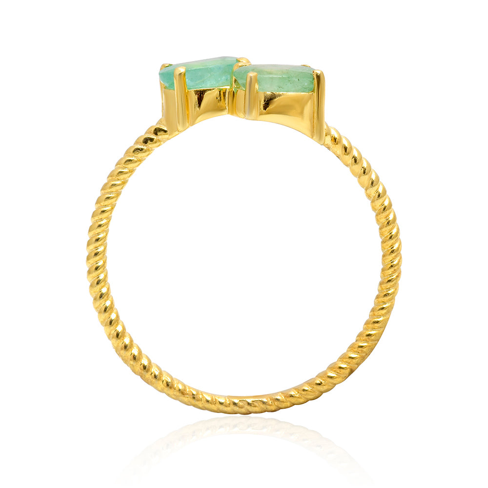 Pozlacené Stříbro 925/1000 - Prsten s Brazilským Smaragdem - Karátové číslo: 0.73. přibližná hmotnost: 1.71 gramů 3 