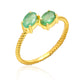Pozlacené Stříbro 925/1000 - Prsten s Brazilským Smaragdem - Karátové číslo: 0.73. přibližná hmotnost: 1.71 gramů