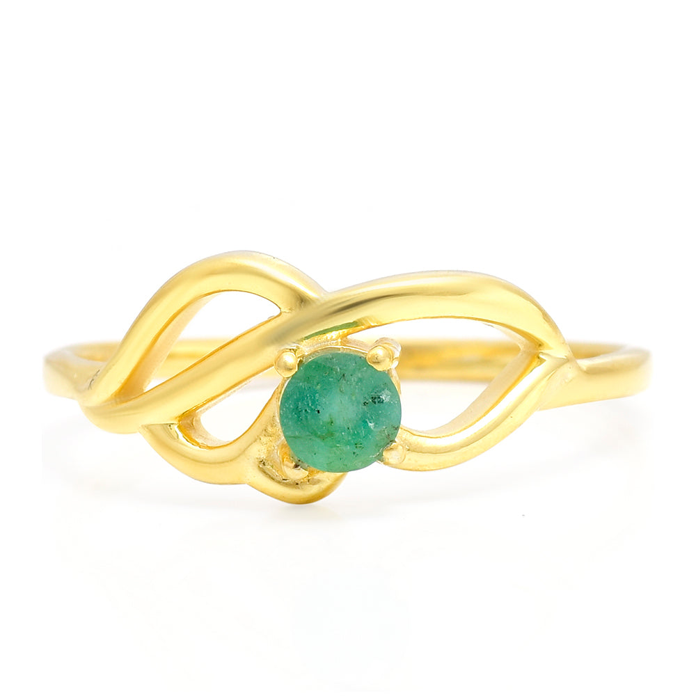 Pozlacené Stříbro 925/1000 - Prsten s Brazilským Smaragdem - Karátové číslo: 0.24. přibližná hmotnost: 2.1 gramů 1 