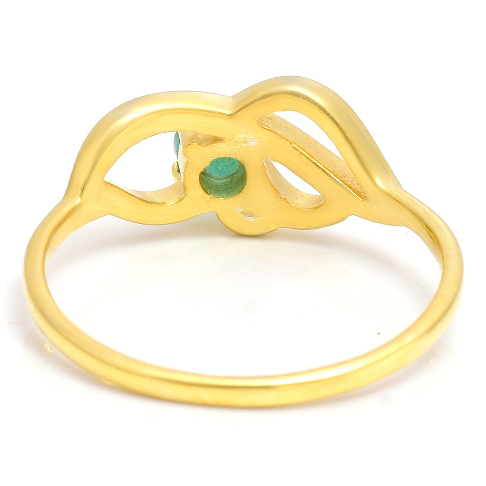 Pozlacené Stříbro 925/1000 - Prsten s Brazilským Smaragdem - Karátové číslo: 0.24. přibližná hmotnost: 2.1 gramů