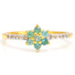 Pozlacené Stříbro 925/1000 - Prsten s Brazilským Smaragdem a Bílým Topazem - Karátové číslo: 0.29. přibližná hmotnost: 1.55 gramů