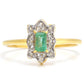 Pozlacené Stříbro 925/1000 - Prsten s Brazilským Smaragdem a Bílým Topazem - Karátové číslo: 0.41. přibližná hmotnost: 2.16 gramů
