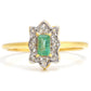 Pozlacené Stříbro 925/1000 - Prsten s Brazilským Smaragdem a Bílým Topazem - Karátové číslo: 0.41. přibližná hmotnost: 2.16 gramů