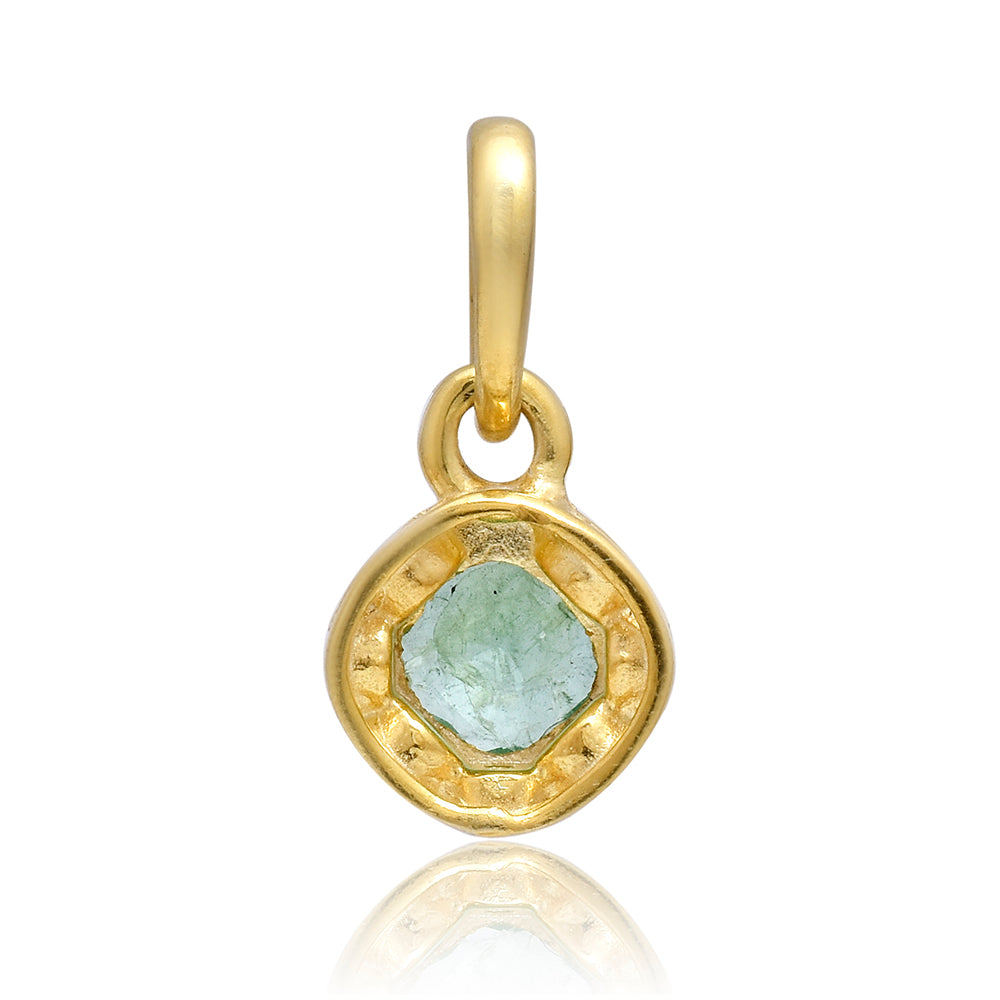 Pozlacené Stříbro 925/1000 - Přívěsek s Brazilským Smaragdem a Bílým Topazem - Karátové číslo: 0.76. přibližná hmotnost: 1.32 gramů