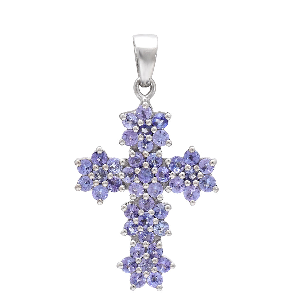Kříž Stříbrný Přívěsek s AAA Tanzanitem 2 