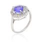 Stříbro 925/1000 - Prsten s AAA Tanzanitem a Bílým Topazem - Karátové číslo: 2.01. přibližná hmotnost: 3.44 gramů