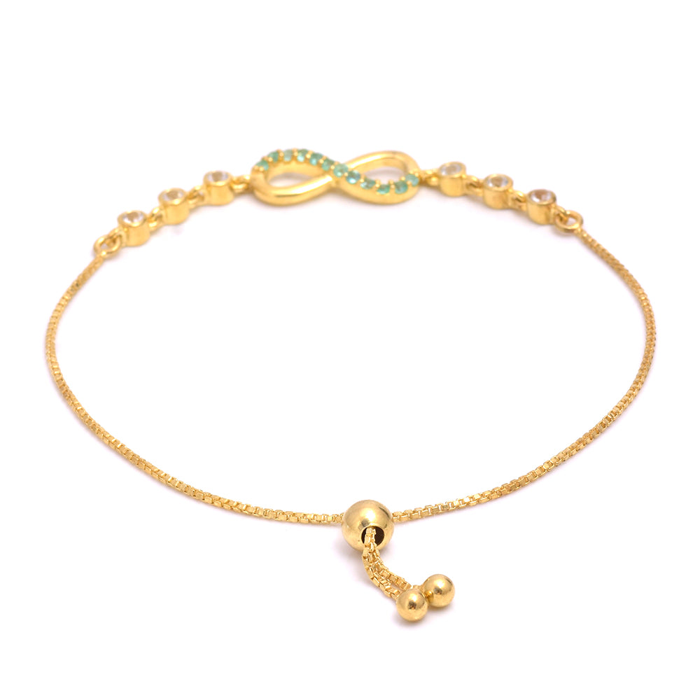 Pozlacené Stříbro 925/1000 - Náramek s Brazilským Smaragdem a Bílým Topazem - Karátové číslo: 0.5. přibližná hmotnost: 3.09 gramů 4 