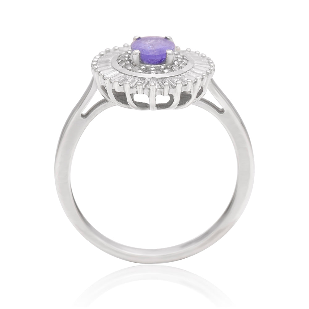 Stříbrný Prsten s AAA Tanzanitem a Bílým Topazem