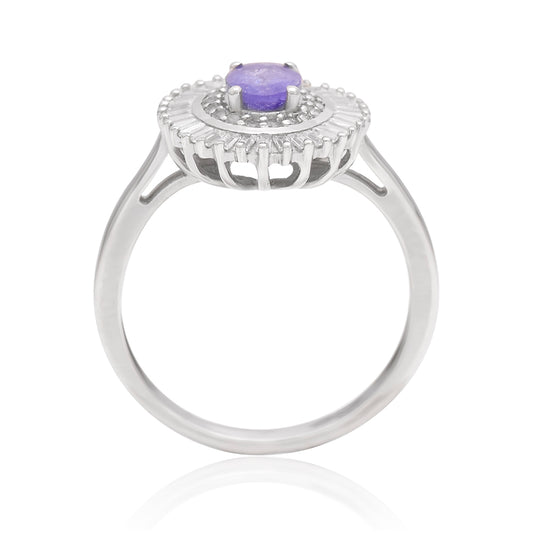 Stříbrný Prsten s AAA Tanzanitem a Bílým Topazem