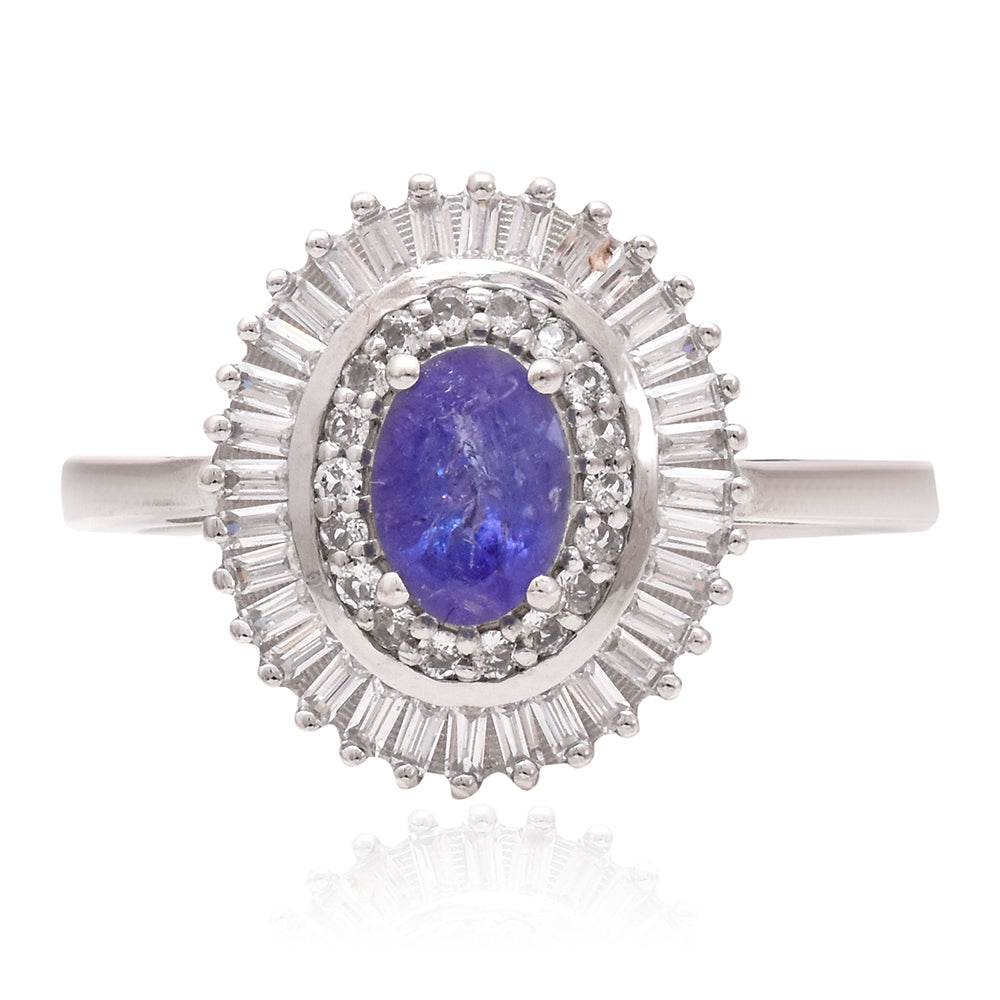 Stříbrný Prsten s AAA Tanzanitem a Bílým Topazem