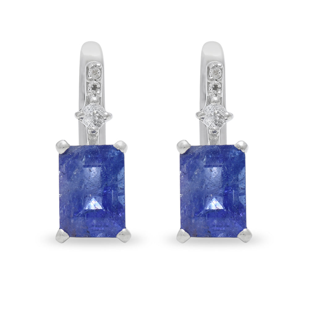 Stříbro 925/1000 - Náušnice s AAA Tanzanitem a Bílým Topazem - Karátové číslo: 2.13. přibližná hmotnost: 2.66 gramů 2 