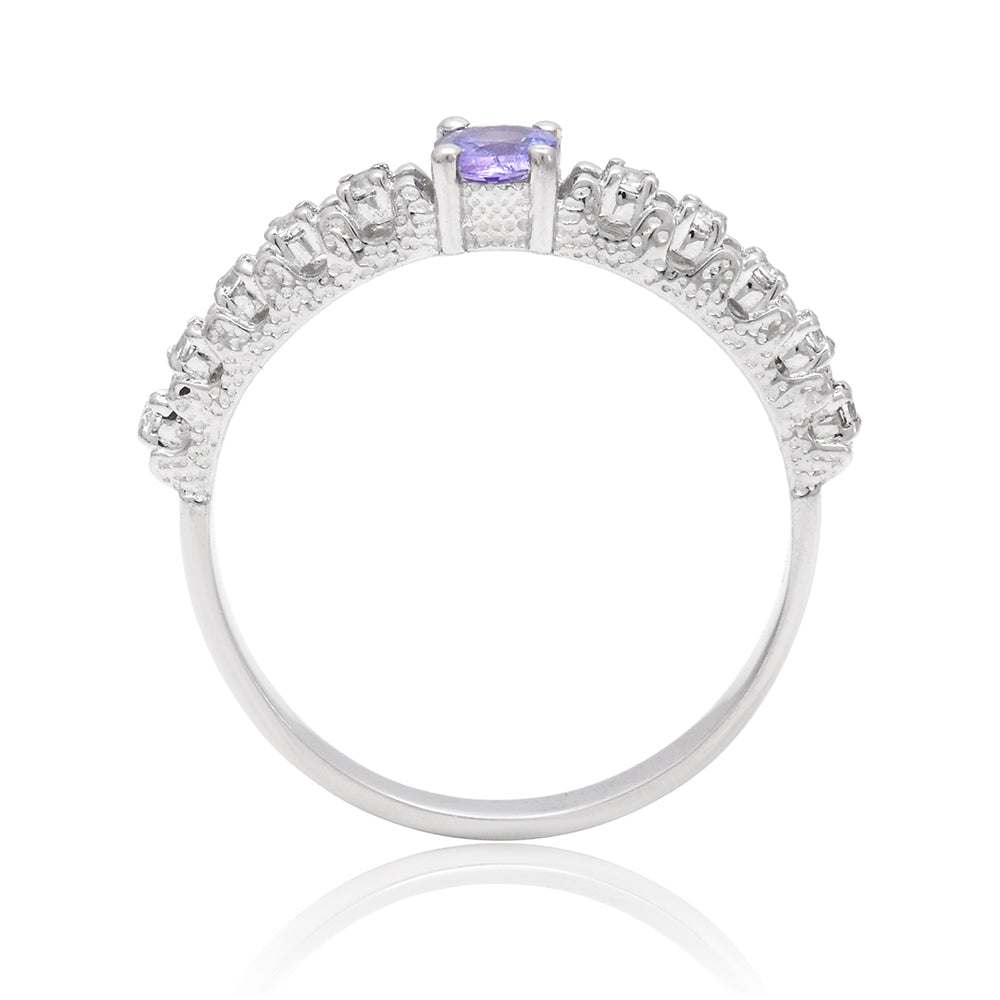 Stříbrný Prsten s AAA Tanzanitem a Bílým Topazem 3 