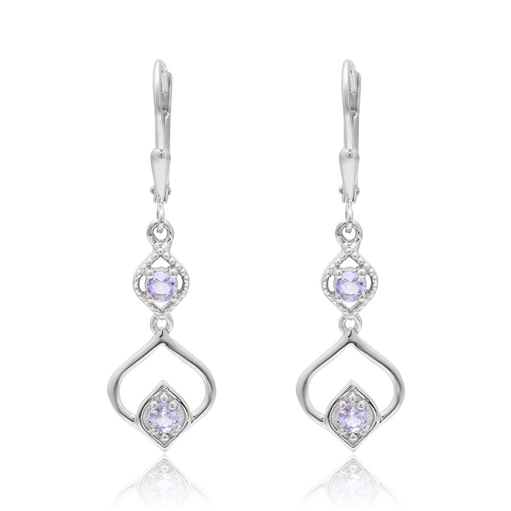 Stříbro 925/1000 - Náušnice s AAA Tanzanitem - Karátové číslo: 0.43. přibližná hmotnost: 2.91 gramů 2 