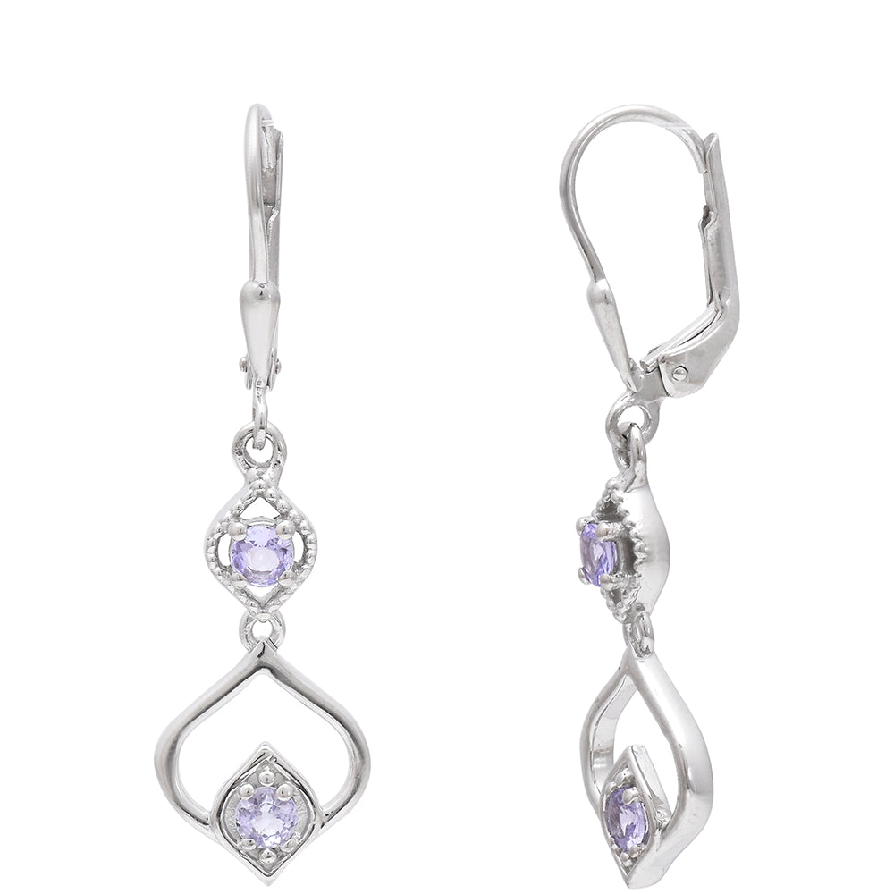 Stříbro 925/1000 - Náušnice s AAA Tanzanitem - Karátové číslo: 0.43. přibližná hmotnost: 2.91 gramů 3 