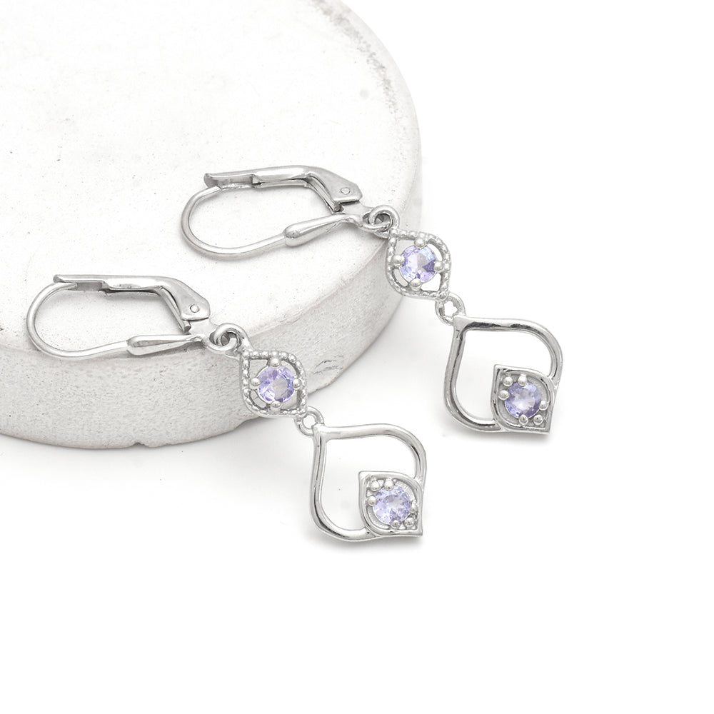 Stříbro 925/1000 - Náušnice s AAA Tanzanitem - Karátové číslo: 0.43. přibližná hmotnost: 2.91 gramů 1 