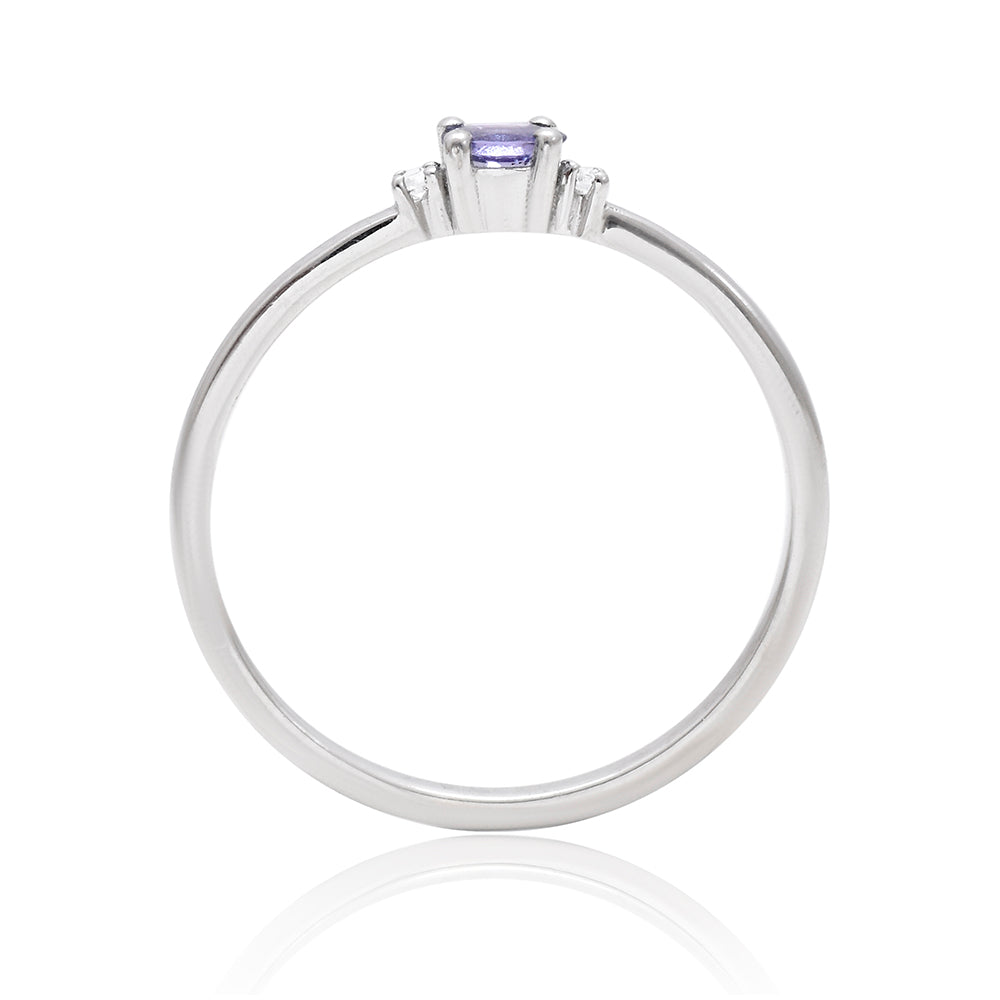 Stříbro 925/1000 - Prsten s AAA Tanzanitem - Karátové číslo: 0.18. přibližná hmotnost: 1.28 gramů 4 