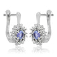 Stříbro 925/1000 - Náušnice s AAA Tanzanitem a Bílým Topazem - Karátové číslo: 0.64. přibližná hmotnost: 2.73 gramů