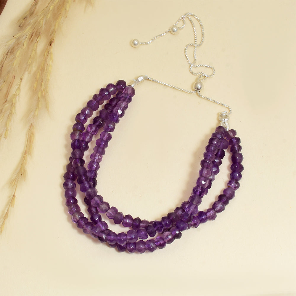 Stříbro 925/1000 - Náhrdelník s Brazilským Ametystem - Karátové číslo: 177.5. přibližná hmotnost: 36 gramů
