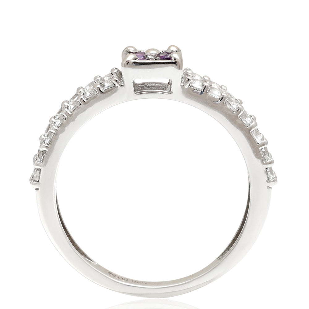 Stříbro 925/1000 - Prsten s Brazilským Ametystem a Bílým Topazem - Karátové číslo: 0.93. přibližná hmotnost: 2.79 gramů 9 