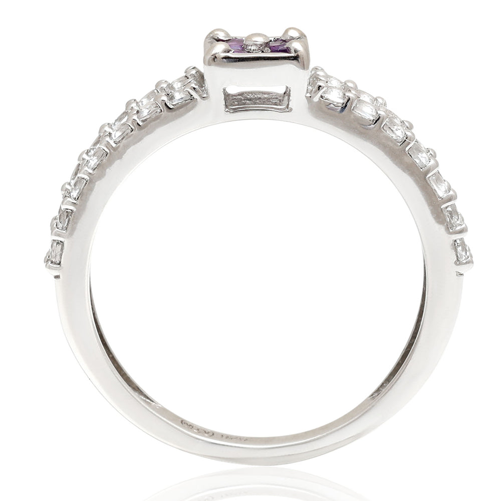 Stříbro 925/1000 - Prsten s Brazilským Ametystem a Bílým Topazem - Karátové číslo: 0.93. přibližná hmotnost: 2.79 gramů 5 