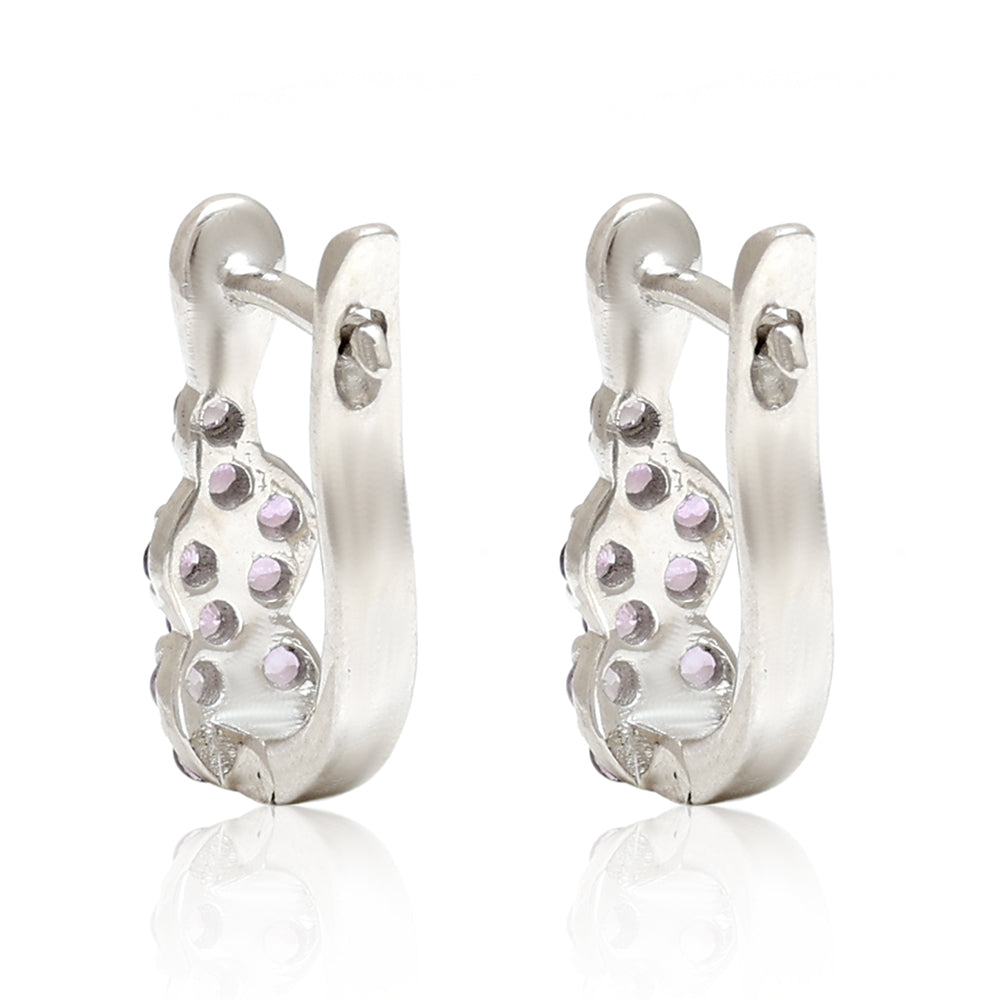 Stříbro 925/1000 - Náušnice s Brazilským Ametystem - Karátové číslo: 0.35. přibližná hmotnost: 2.15 gramů