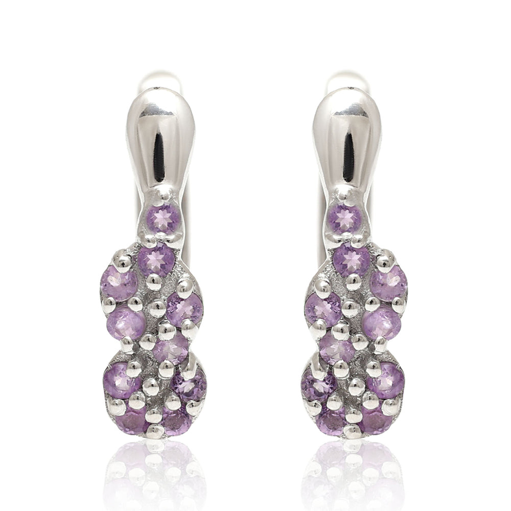 Stříbro 925/1000 - Náušnice s Brazilským Ametystem - Karátové číslo: 0.35. přibližná hmotnost: 2.15 gramů 3 