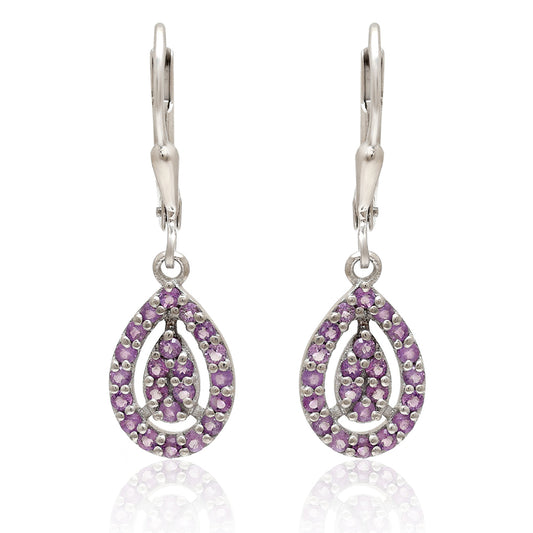 Stříbro 925/1000 - Náušnice s Brazilským Ametystem - Karátové číslo: 0.62. přibližná hmotnost: 2 gramů