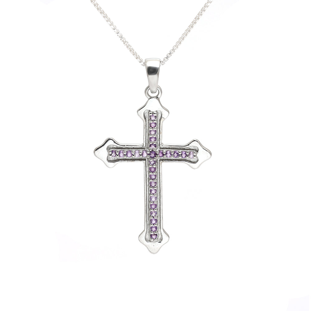 Stříbro 925/1000 - Přívěsek s Brazilským Ametystem - Karátové číslo: 0.42. přibližná hmotnost: 2.6 gramů