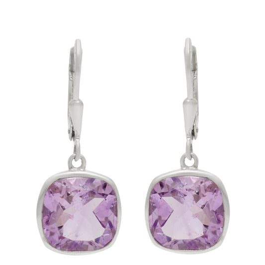 Stříbro 925/1000 - Náušnice s Brazilským Ametystem - Karátové číslo: 3.5. přibližná hmotnost: 5.5 gramů