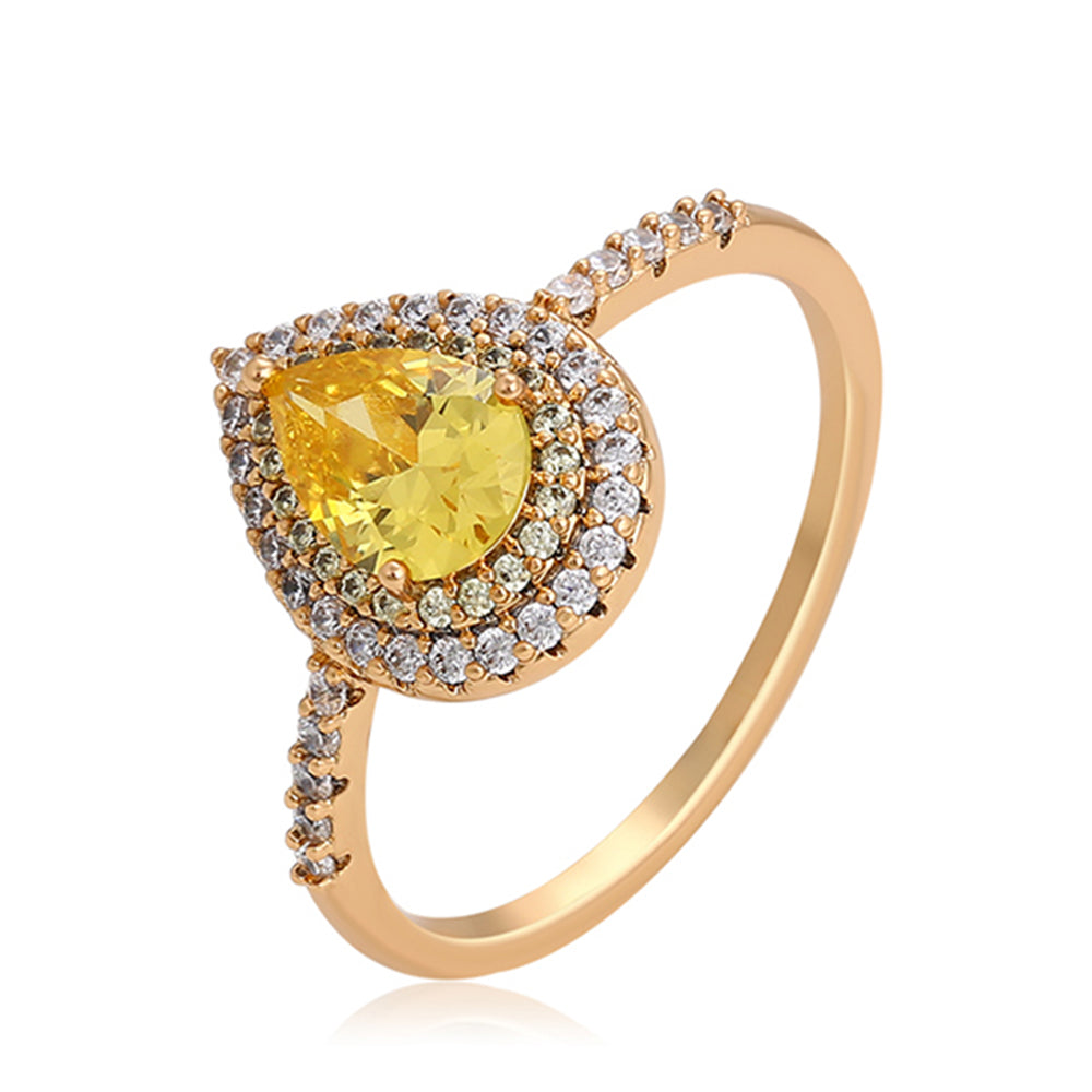 Pozlacený Slitinový Prsten se Žlutým Emporia® Křišťálem a Bílým Emporia® Křišťálem 1 