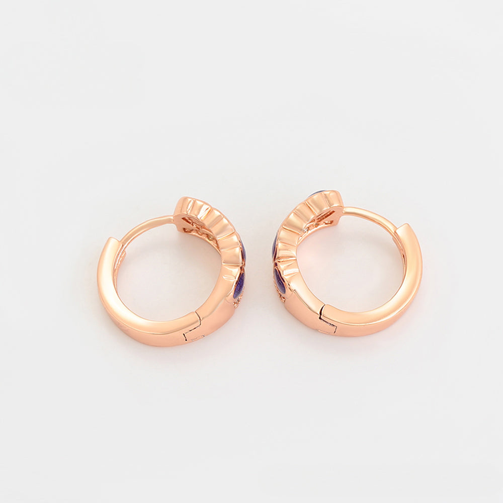 Pozlacená Slitinová Sada s Fialovým Emporia® Křišťálem ( Náušnice+Prsten ) 5 