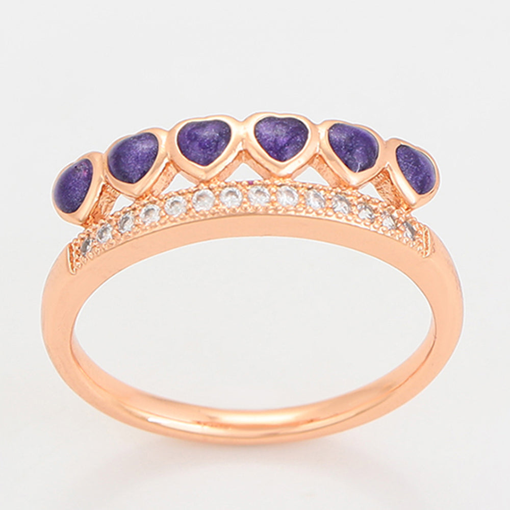 Pozlacená Slitinová Sada s Fialovým Emporia® Křišťálem ( Náušnice+Prsten )