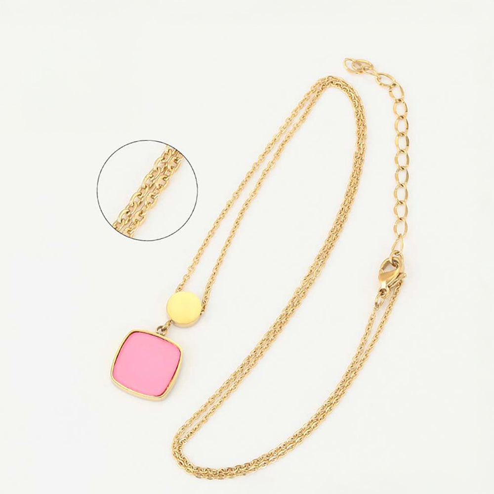 Pozlacený Slitinový Náhrdelník s Růžovým Emporia® Křišťálem